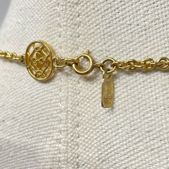 Monet Long Flapper Length Gold-Tone Necklace Celtic Knot Layering Signed - Picture 6 of 8